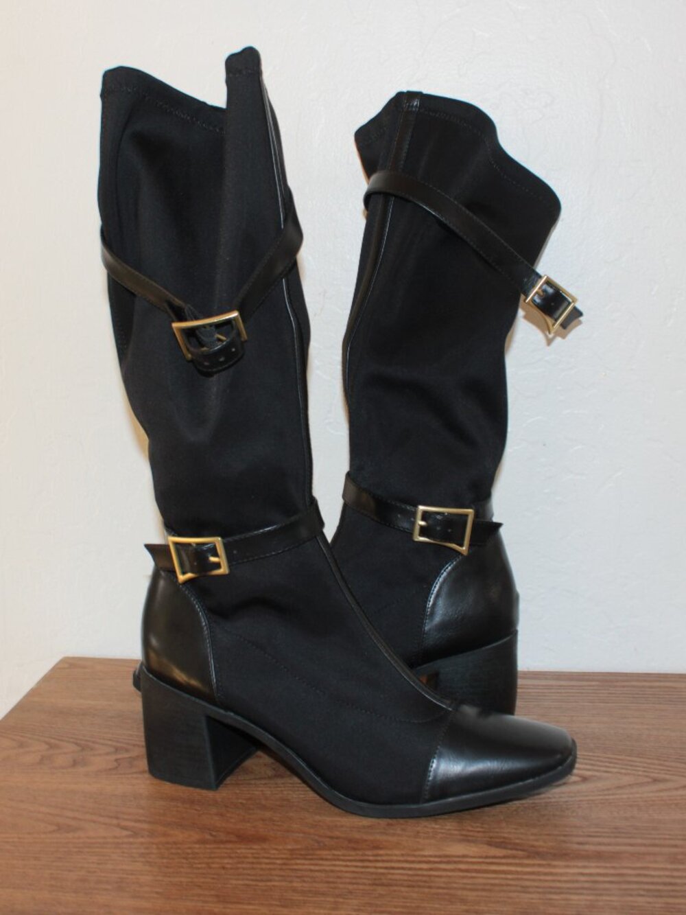 True Comfort Foam Black Buckle Knee High Boots Size 10 NWOT